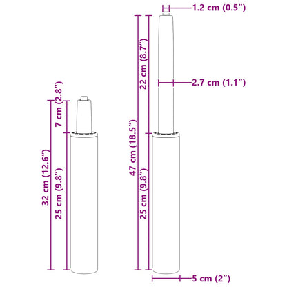 Bürostuhl Gaszylinder Schwarz 318-473 mm Eisen