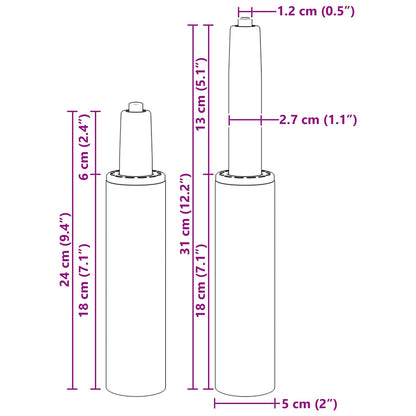 Bürostuhl Gaszylinder Chrom 239-309 mm Eisen