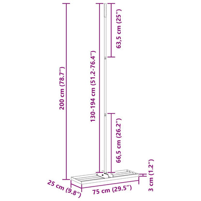 Gartenrechen Schwarz 75 x 25 x 200 cm Pulverbeschichteter Stahl