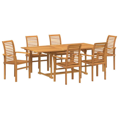 Garten Essgruppe 7 pcs Braun Massivholz Teak