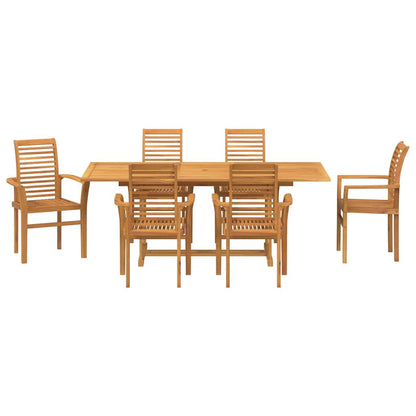 Garten Essgruppe 7 pcs Braun Massivholz Teak