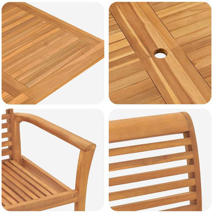 vidaXL Garten Essgruppe 9 pcs Braun Massivholz Teak