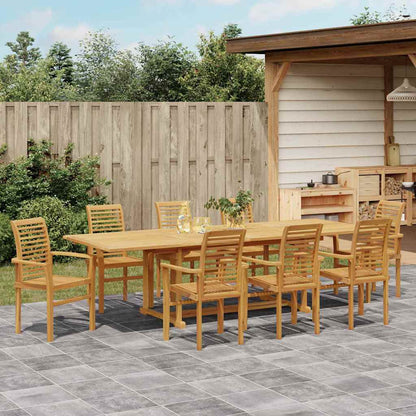 vidaXL Garten Essgruppe 9 pcs Braun Massivholz Teak
