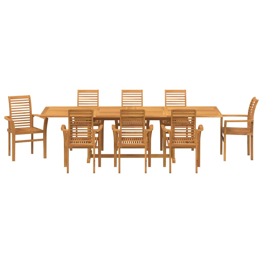 vidaXL Garten Essgruppe 9 pcs Braun Massivholz Teak