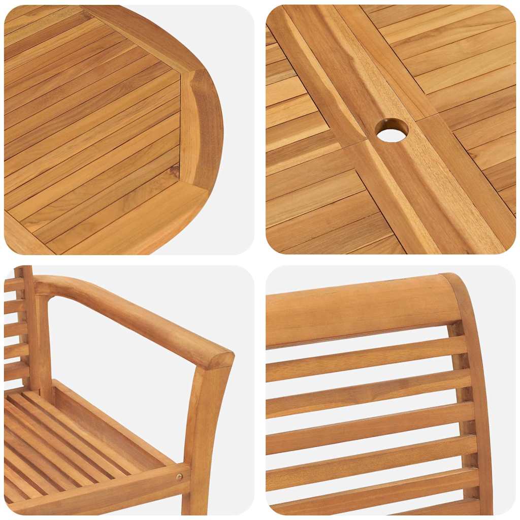 vidaXL Garten Essgruppe 9 Stück Braun Massives Teakholz