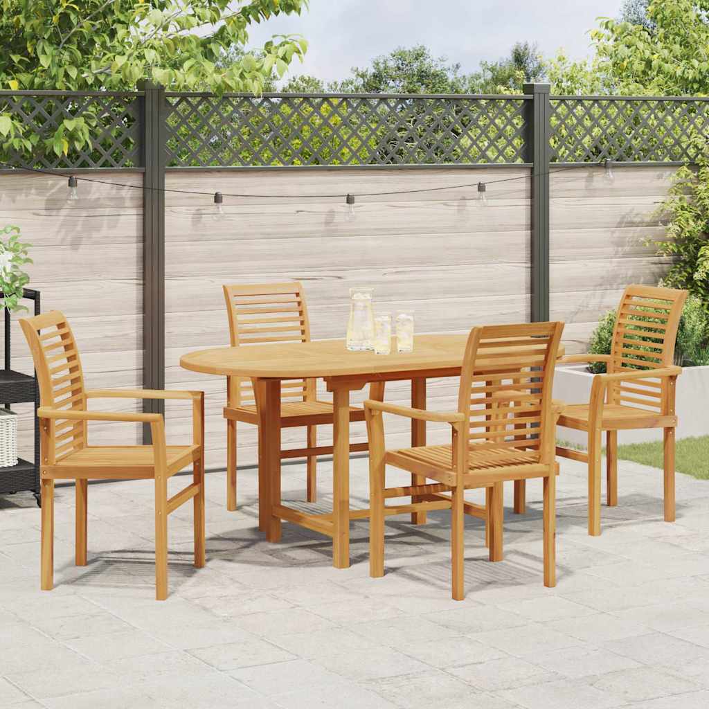 Garten Essgruppe 5 pcs Braun Massivholz Teak