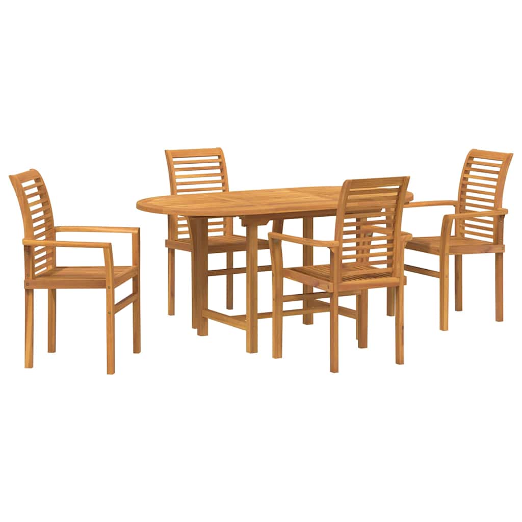 Garten Essgruppe 5 pcs Braun Massivholz Teak