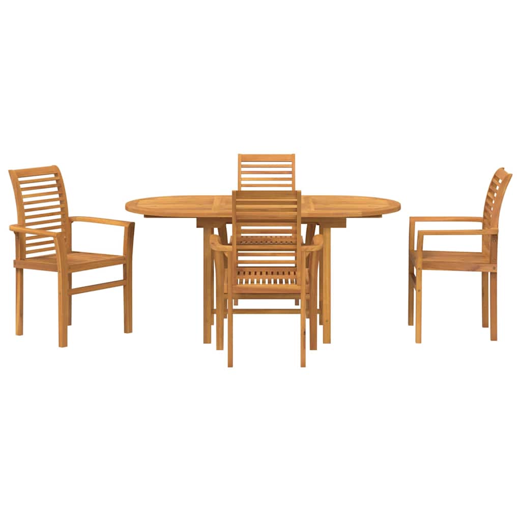 Garten Essgruppe 5 pcs Braun Massivholz Teak