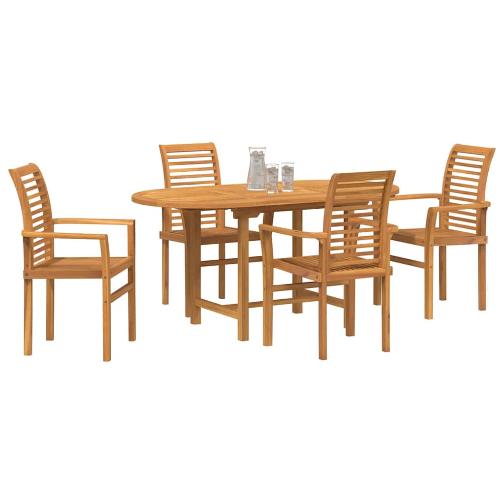 Garten Essgruppe 5 pcs Braun Massivholz Teak