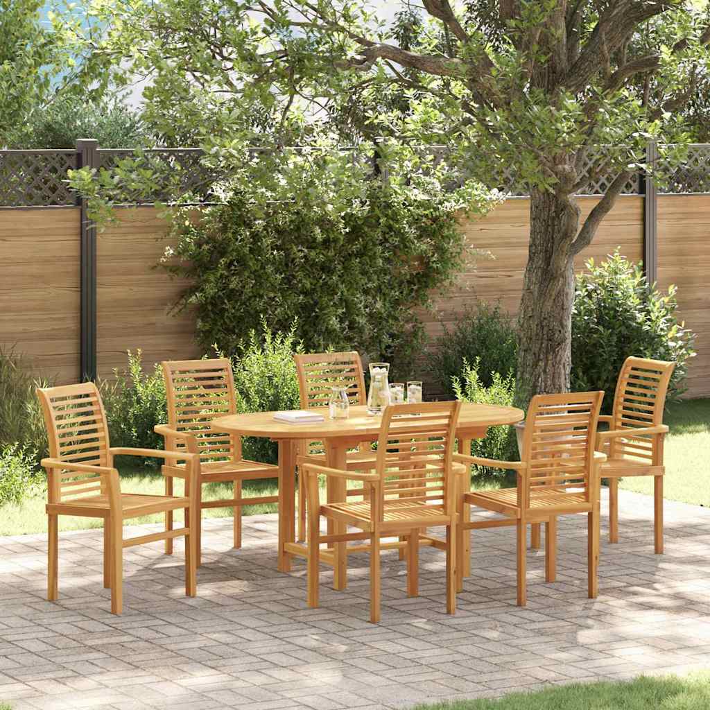Garten Essgruppe 7 pcs Braun Massivholz Teak