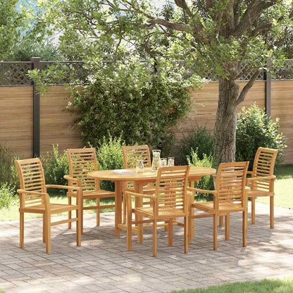Garten Essgruppe 7 pcs Braun Massivholz Teak