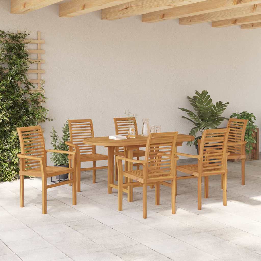 Garten Essgruppe 7 pcs Braun Massivholz Teak