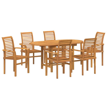 Garten Essgruppe 7 pcs Braun Massivholz Teak