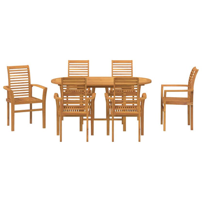 Garten Essgruppe 7 pcs Braun Massivholz Teak