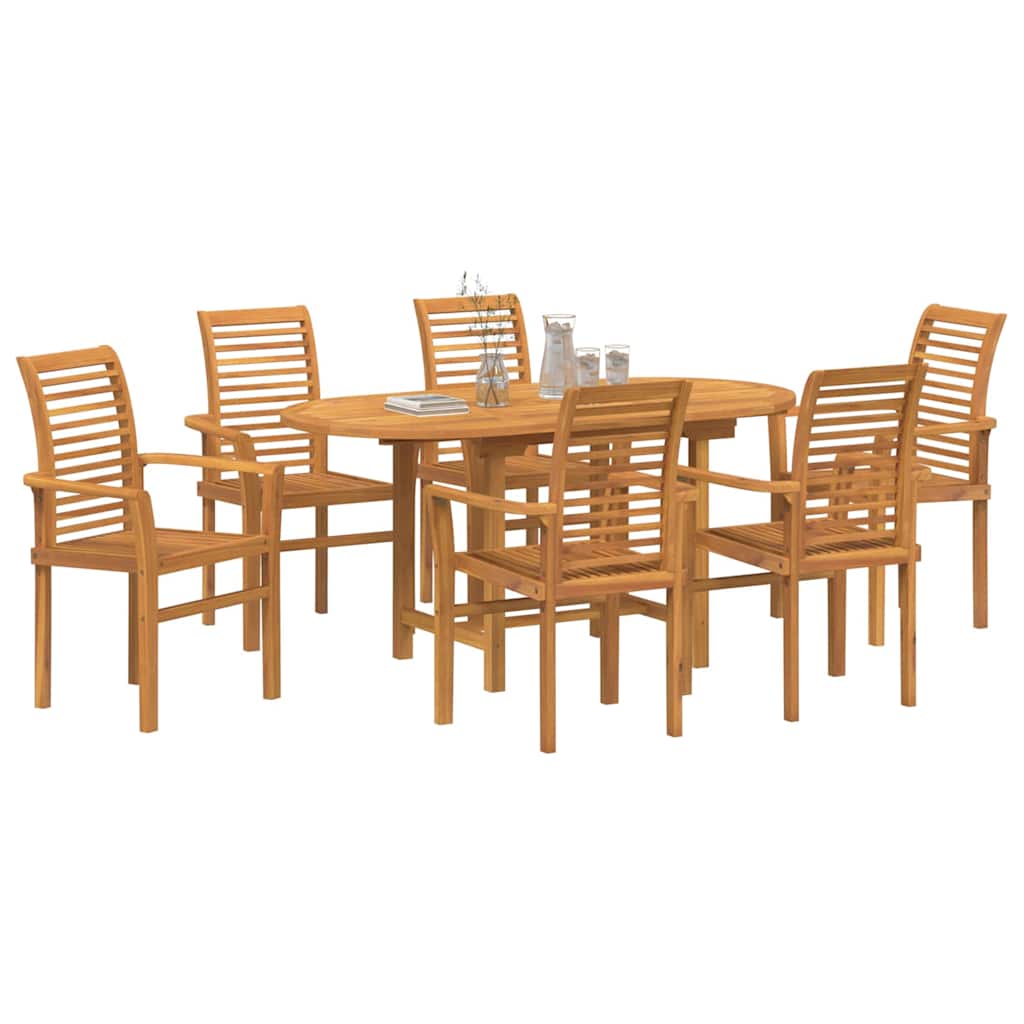 Garten Essgruppe 7 pcs Braun Massivholz Teak