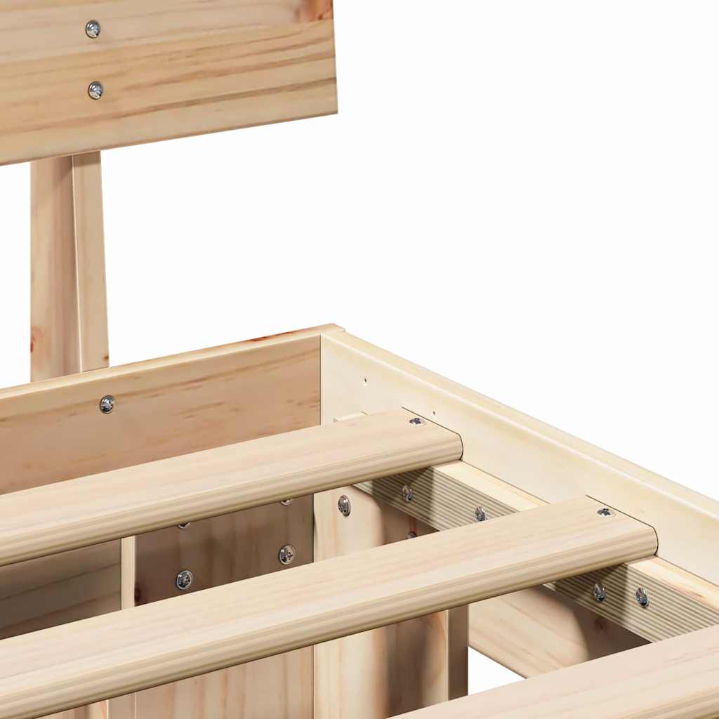 Bettrahmen mit Kopfteil Braun 150 x 200 cm Massives Kiefernholz