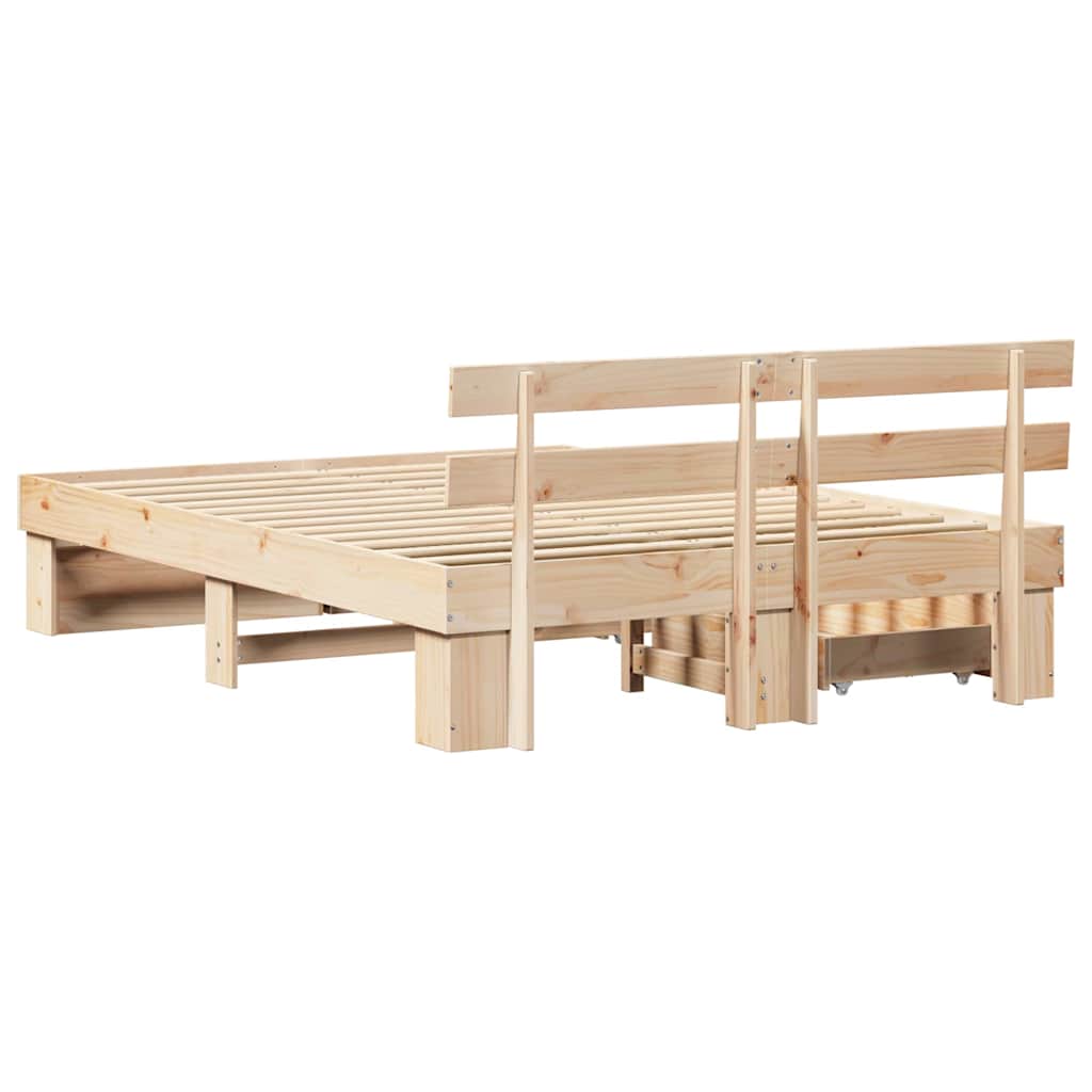 Bettrahmen mit Kopfteil Braun 150 x 200 cm Massives Kiefernholz