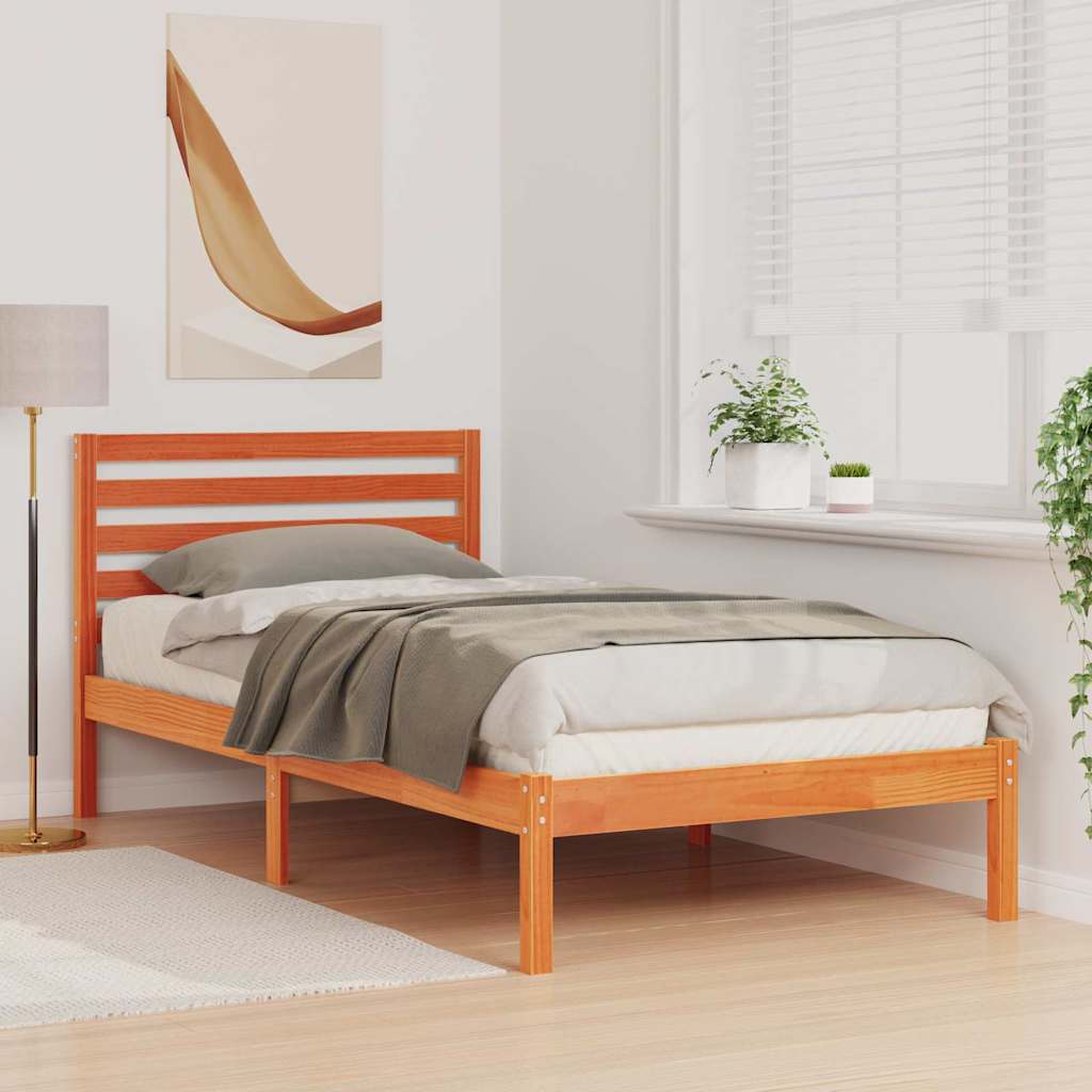 Bettrahmen Wachsbraun 90 x 190 cm Massives Kiefernholz