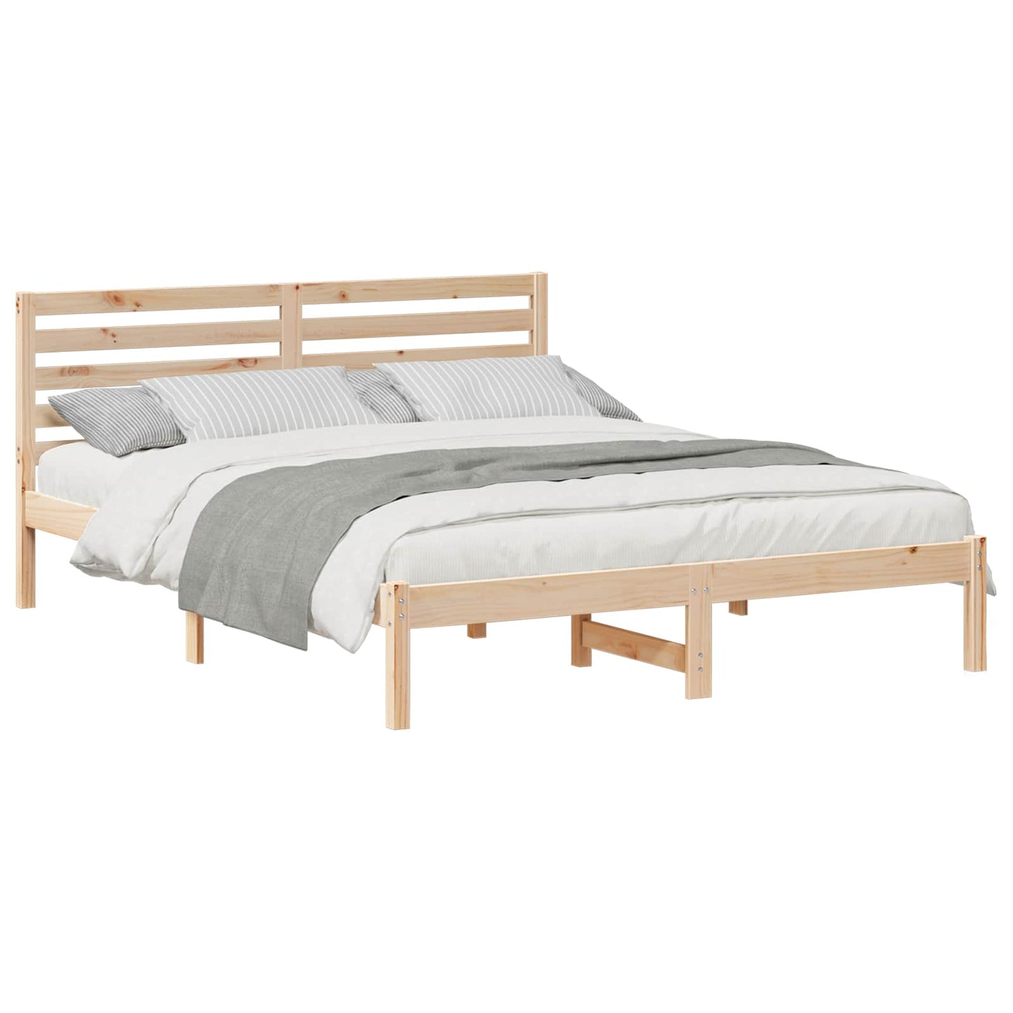 Bettrahmen mit Kopfteil Braun 150 x 200 cm Massives Kiefernholz