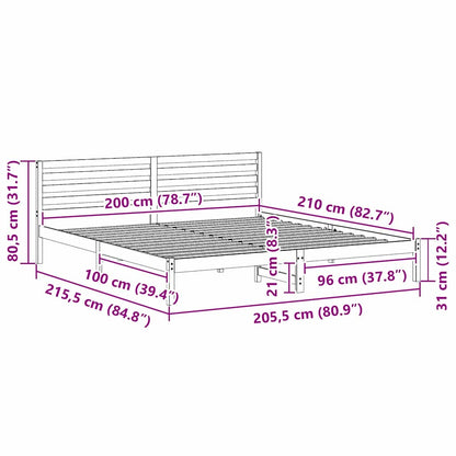 Bettrahmen Wachsbraun 200 x 210 cm Massives Kiefernholz