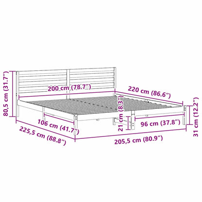 Bettrahmen mit Kopfteil Weiß 200 x 220 cm Massives Kiefernholz