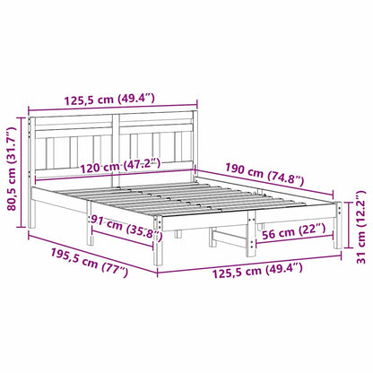 Bettrahmen Weiß 120 x 190 cm Massives Kiefernholz