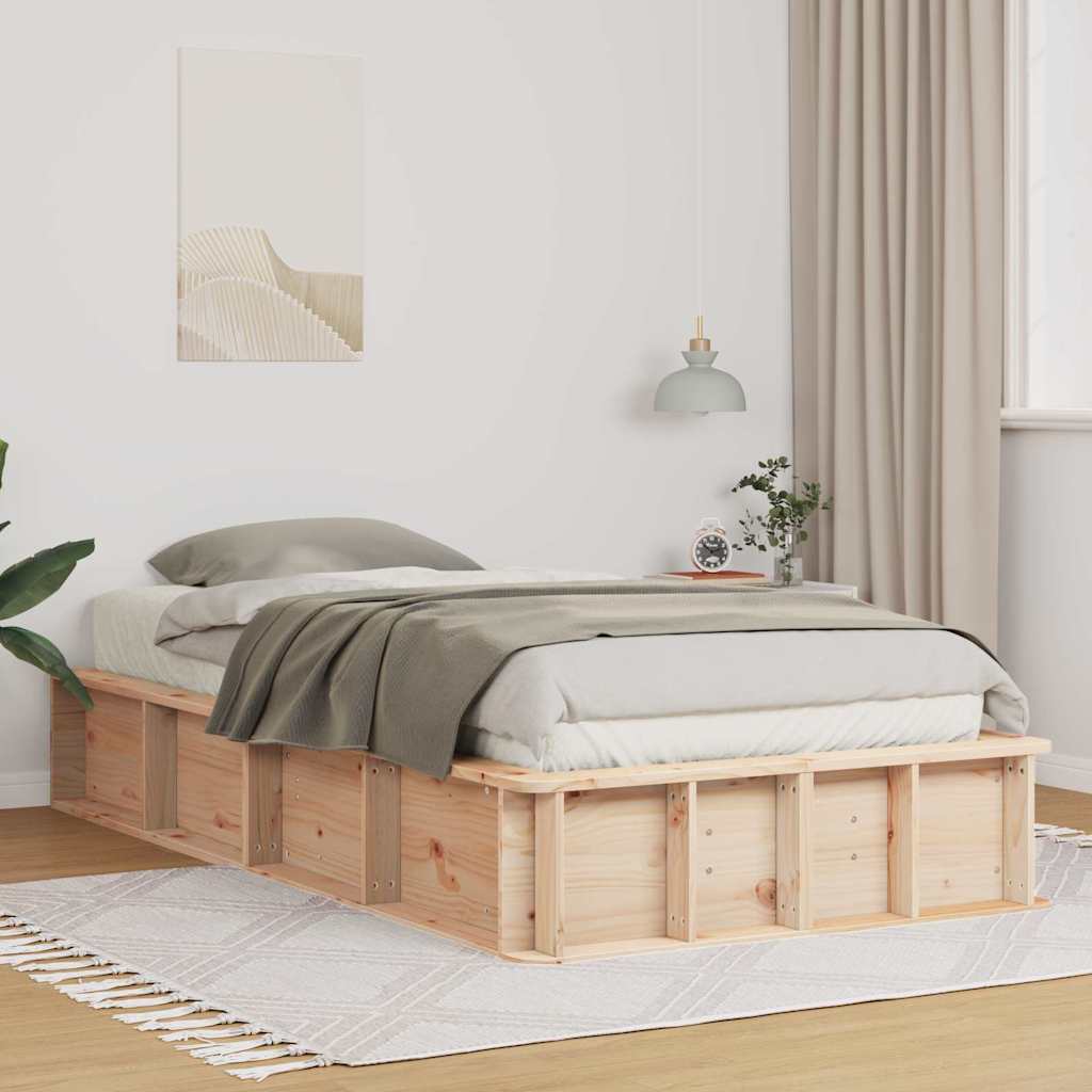 vidaXL Bettrahmen Wachsbraun 75 x 190 cm Massives Kiefernholz