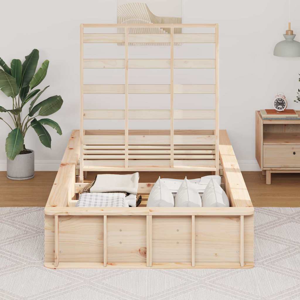 vidaXL Bettrahmen Wachsbraun 75 x 190 cm Massives Kiefernholz