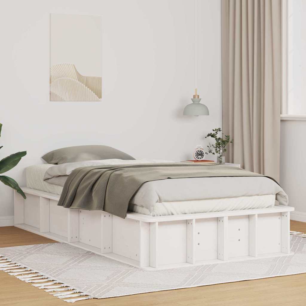 vidaXL Bettrahmen Weiß 75 x 190 cm Massives Kiefernholz