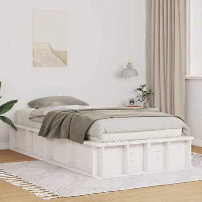 vidaXL Bettrahmen Weiß 75 x 190 cm Massives Kiefernholz