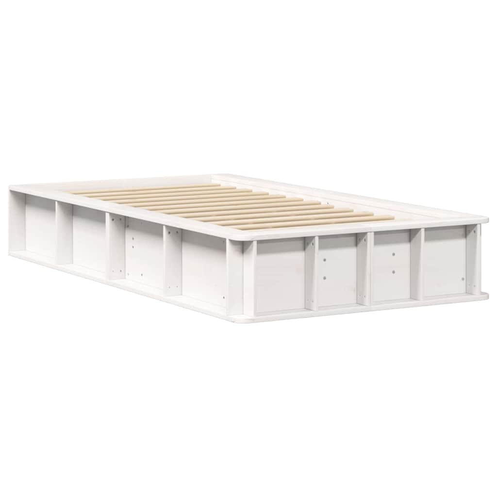 vidaXL Bettrahmen Weiß 75 x 190 cm Massives Kiefernholz