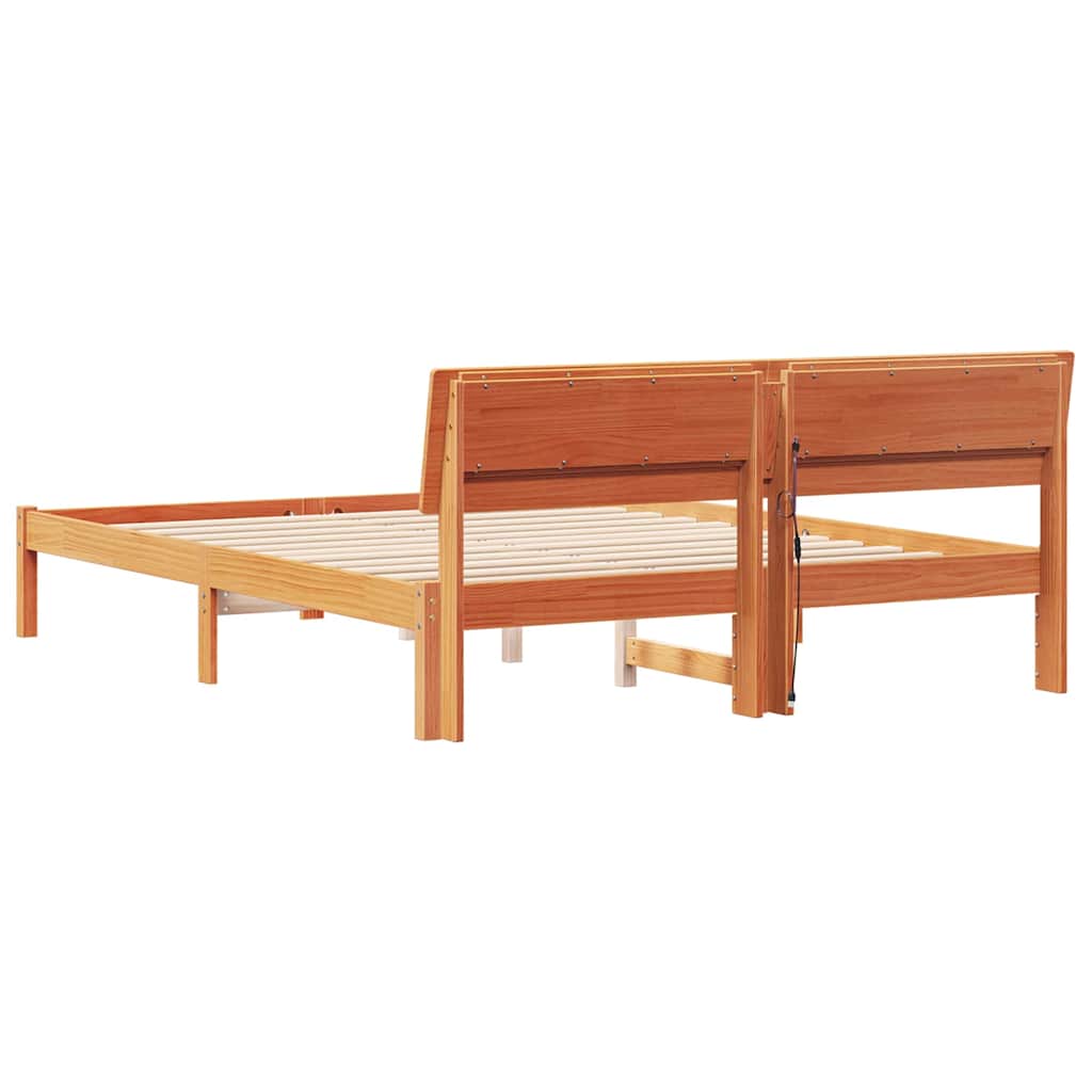 Bettrahmen Wachsbraun 140 x 200 cm Massives Kiefernholz