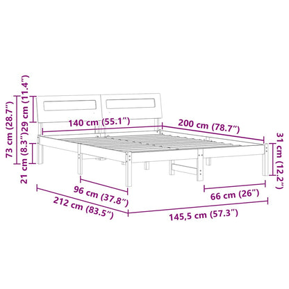 Bettrahmen Wachsbraun 140 x 200 cm Massives Kiefernholz