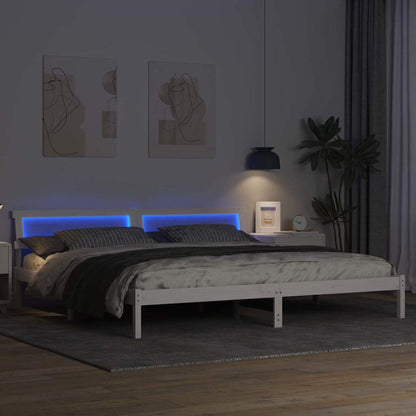 Bettrahmen mit Kopfteil Weiß 180 x 200 cm Massives Kiefernholz