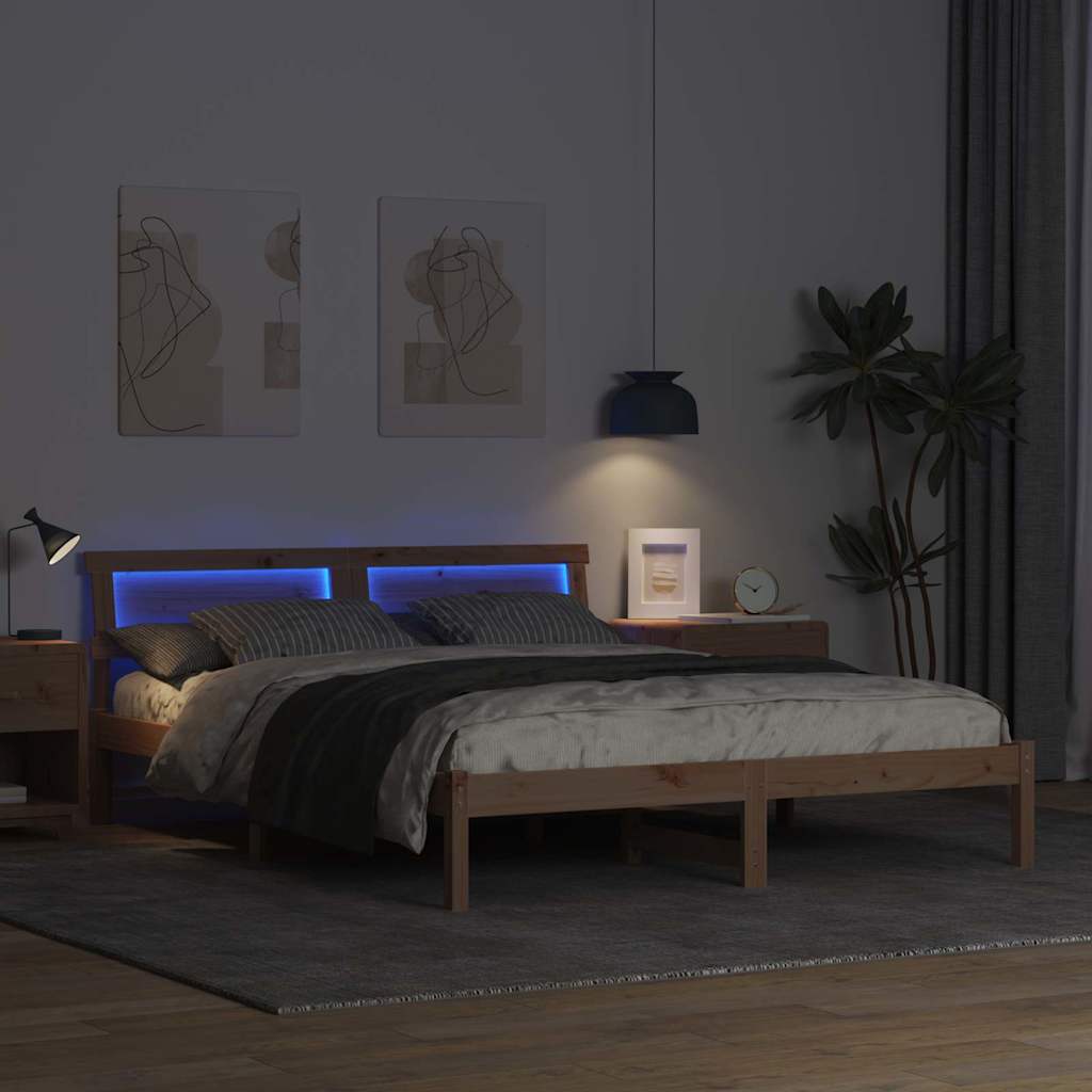 Bettrahmen mit Kopfteil Braun 150 x 200 cm Massives Kiefernholz