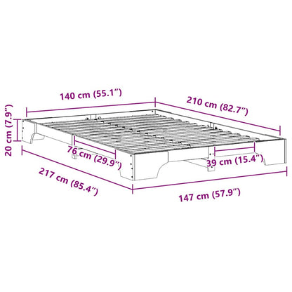 Bettrahmen Braun 140 x 210 cm Massives Kiefernholz