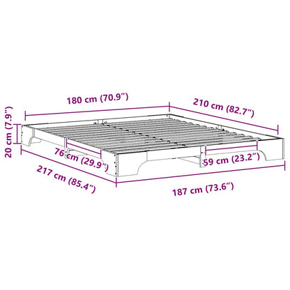 Bettrahmen Braun 180 x 210 cm Massives Kiefernholz