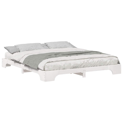 Bettrahmen Weiß 200 x 220 cm Massives Kiefernholz