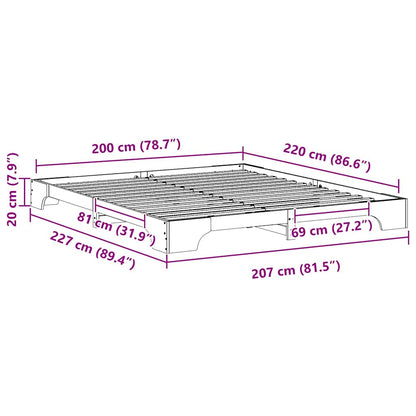 Bettrahmen Weiß 200 x 220 cm Massives Kiefernholz