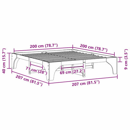 Bettrahmen Braun 200 x 200 cm Massives Kiefernholz