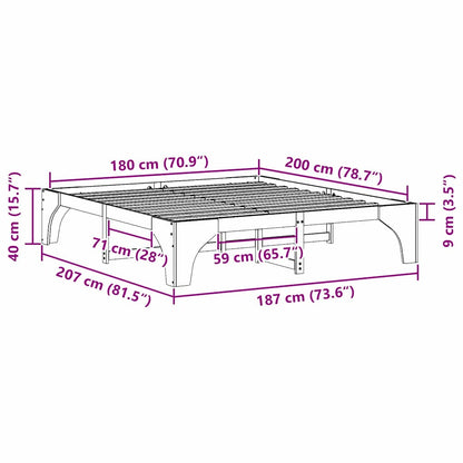Bettrahmen Braun 180 x 200 cm Massives Kiefernholz