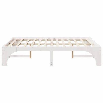 Bettrahmen Weiß 150 x 200 cm Massives Kiefernholz