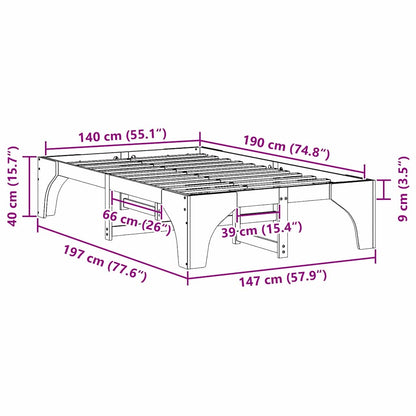 Bettrahmen Braun 140 x 190 cm Massives Kiefernholz