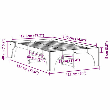 Bettrahmen Braun 120 x 190 cm Massives Kiefernholz