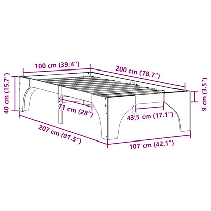 Bettrahmen Braun 100 x 200 cm Massives Kiefernholz