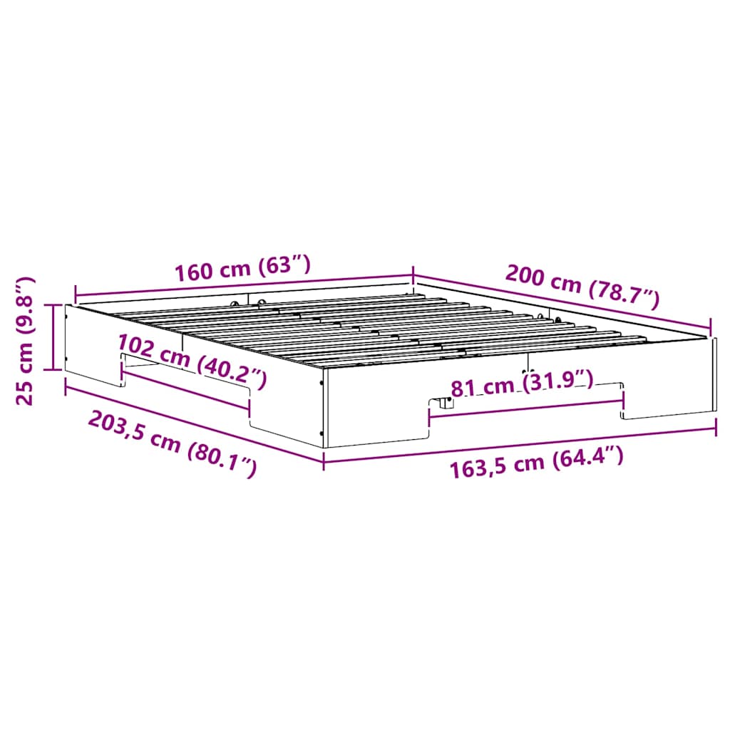 Bettgestell Braun 160 x 200 cm