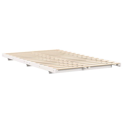 Bodenbettgestell Weiß 140 x 190 cm Massivholz Kiefer