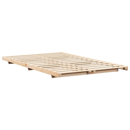 Bodenbettgestell Braun 120 x190 cm Massivholz Kiefer
