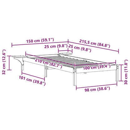 Bettgestell mit Nachttischen Natur 100 x 210 cm