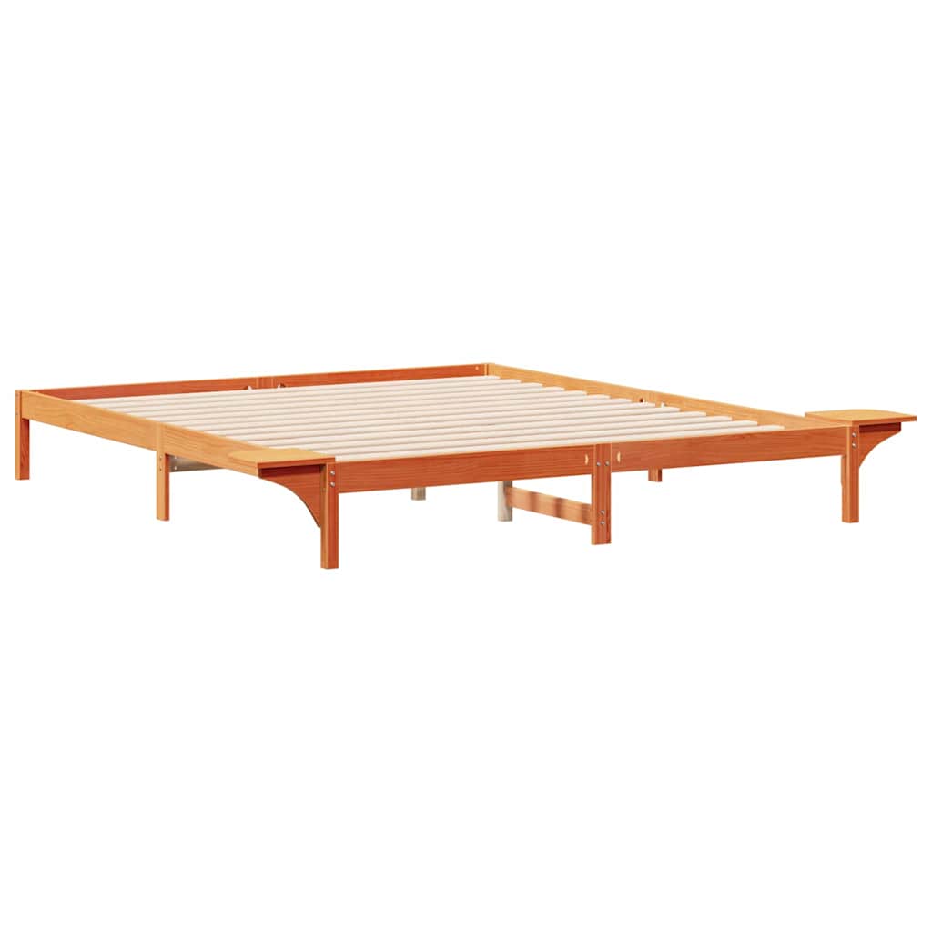 Bettgestell mit Nachttischen Wachsbraun 180 x 210 cm